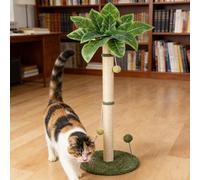 Aramox Cat Scratching Post Tall Sisal Cat Scratcher 25.5in with Non Slip Base Plush Platform 65 X 35cm for Kittens and Adult Cats Indoor Furniture (Green 65cm)