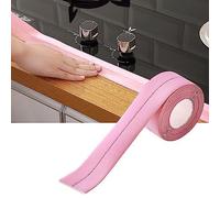 Aramox Caulk Strip PVC Self Adhesive Sealing Tape 3.2 X 3.8 Type Edge Protector Peel and Stick Trim for Kitchen Bathroom Sink Bathtub Wall Cover (pink.)