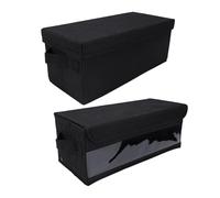 Aramox CD Storage Box with Lid, 14.2x6.3x5.5in (Clear+Black)