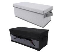 Aramox CD Storage Box with Lid, 14.2x6.3x5.5in (Clear+Gray White) | Non Woven Fabric Case, Holds 35 Standard Cases, Stackable Media Organizer, Desktop Holder, for DVD and Toy Storage
