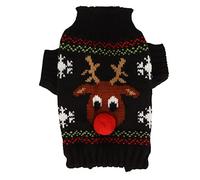 Aramox Christmas Dog Snow Sweaters, Easy to Put on, Premium Acrylic Fiber Fabric, Adorable Design for Small to Medium Dogs, Versatile Usage, Fashionable Style with Elk Pattern (Black)
