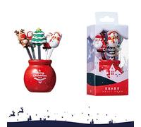 Aramox Christmas Fruit Fork, Stainless Steel Silicone Handle Forks with Santa Claus and Snowman Design, Ideal for Kids Desserts and Holiday Tableware (Silver)