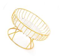 Aramox Countertop Fruit Bowl Metal Wire Fruit Basket Large Capacity Breathable Grid Design Easy to Clean for Kitchen Counter Dining Table Living Room Storage (Large Gold)