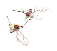 Aramox Deer Antler Flower Crown Headband, Plastic Floral Headpiece for Fairy Cosplay, 5.12 in Diameter Perfect for Festivals and Parties (Type 3)