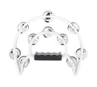 Aramox Delicate Double Row Jingles Percussion Tambourine, Ecofriendly Plastic Metal Handbell Tambourine with Smooth Sound Quality, Compact Size for Musicians Beginners and Kids (White)