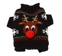 Aramox Dog Snow Sweaters, Christmas Elk Pattern Fairy Tale Style, Easy to Put on, Premium Acrylic Fiber Fabric, Versatile Usage for Small to Medium Dogs, Snow Sweaters, Acrylic (Black)