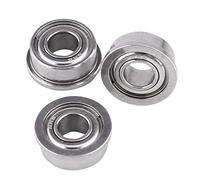 Aramox Double Shielded Bearings, 10pcs Miniature Flanged Ball Bearings for Small Hobby 4mm Shaft Projects, Equipped with Double Shields and Ideal for Various Hobby Projects.
