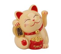 Aramox Electric Waving Arm Lucky Cat Solar Powered Plastic 5.5 Inch Battery Operated Lucky Charm for Home Car Decor Desk Restaurant Hotel Cafe with Cheerful Smile (MLY11020-2 Yellow)