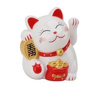 Aramox Electric Waving Arm Lucky Cat Solar Powered Plastic 5.5 Inch Battery Operated Lucky Charm for Home Car Decor Desk Restaurant Hotel Cafe with Cheerful Smile (MLY11020-1 White)