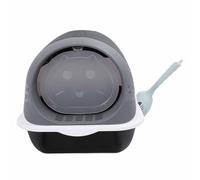 Aramox Enclosed Plastic Litter Box with Lid Easy Cleaning For Indoor Cats - Prevents Odor Spillage - Modern Design Extra Large Size For Pet Health and Happiness (Black)