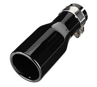 Aramox Exhaust Tail Pipes, Universal Car Exhaust Pipe Tail Throat Stainless Steel Muffler Tips Bright Black with Clamp, Air Inlet 54mm Air Outlet 76