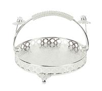 Aramox Exquisite Carved Pattern Fruit Bowl for Appitizer Stylish Retro Serving Platter, Modern Fruit Tray with Comfortable Handle, European Style Decorative Alloy Bowl for Cafe Bar (Silver Color