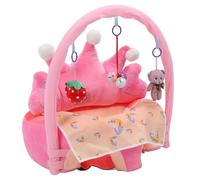 Aramox Foldable Baby Plush Seat, Comfortable Learning to Sit Chair with Toy Bib, Warm Bottom Anti Slip Design, Quality Materials, Great Wholesale Gift Option for Kindergartens (Pink)