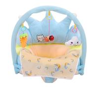 Aramox Foldable Baby Plush Seat, Comfortable Learning to Sit Chair with Toy Bib, Warm Bottom Anti Slip Design, Quality Materials, Great Wholesale Gift Option for Kindergartens (Blue)