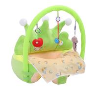 Aramox Foldable Baby Plush Seat, Comfortable Learning to Sit Chair with Toy Bib, Warm Bottom Anti Slip Design, Quality Materials, Great Wholesale Gift Option for Kindergartens (Green)