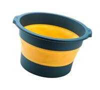 Aramox Foldable Foot Tub Plastic Folding Foot Bath Bucket with Massage Acupoint Portable Soaking Basin Widened Handle Space Saving for Home Dorm Travel (Blue and Yellow)