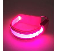 Aramox Glowing in the Dark LED Armbands, Lightweight Reflective Armband, 80 Hours Battery Life for Night Running and Cycling (pink)