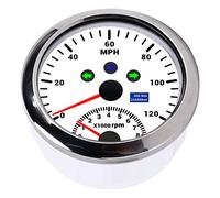 Aramox GPS Speedometer, 85mm Digital GPS Speedometer with 0 to 120 MPH and 0 to 8000 RPM, 316L Stainless Steel IP67 Red Backlight Overspeed Alarm for Car Boat ATV RV ((White CX8192))