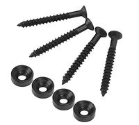 Aramox Guitar Neck Joint Bushing Set Stainless Steel Neck Ferrule with Built in Screws 4 Sets for Electric Guitar Bass Connection Repair Replacement for Players (Black)