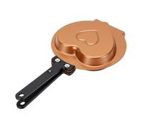 Aramox Heart Shaped Double Sided Frying Pan, Nonstick Carbon Steel for | 7.48x5.91in Compact Size, for Pancakes Eggs Steak, Camping Kitchen Use, Long Handle for Safe Grip
