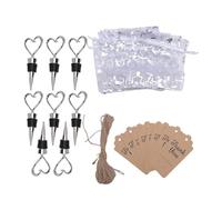 Aramox Heart Shaped Wine Stopper Set, 8pcs Bottle Stoppers with Bags and Tags, Wedding Party Favors Supplies, for Champagne Beer Collection, Create Handmade Gifts