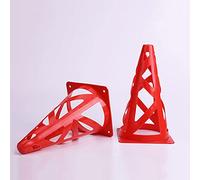 Aramox Hollow Marker Cones, Bright Colored Plastic Training Cones for Football and Basketball Drills, Stackable and Wind for Athletes (Red)