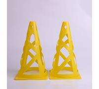 Aramox Hollow Marker Cones, Bright Colored Plastic Training Cones for Football and Basketball Drills, Stackable and Wind for Athletes (Yellow)