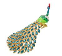 Aramox Jewelry Box, Hand Painted Enamel Peacock Trinket Box in Zinc Alloy, 5.1in Mini Organizer for Rings Earrings, Rhinestone Decor, Display Storage for Women Home (Green)