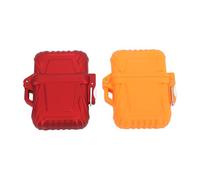 Aramox Keychain Holder Case, Plastic with Seal, Compact Dry Box for Keys and Accessories Outdoors, Red and Orange, 2 Pack