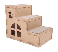 Aramox Large Corrugated Cardboard Cat House with Scratching Pad for Indoor Cat Plays and Rests, Stylish Design for Furry Friends of