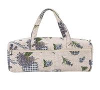 Aramox Large Fabric Knitting Needles Bag, Breathable Floral Design Yarn Holder Wool Storage Bag, Multi-Purpose Makeup Organizer for Desktop, Travel and Bedroom, Sturdy Hemp Crochet (Purple Flower)