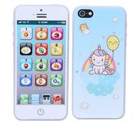 Aramox Learning Phone Toy, Plastic Baby English Learning Phone with Music Light Touch Buttons, 12.5 X 6 X 0.8cm, Rechargeable Educational Toy for Toddlers Over 18 Months (White)