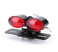 Aramox LED Brake Tail Light,Retro Double Oval,Turn,License Plate Lamp,Motorcycle Refitting,ABS Metal,DC12V