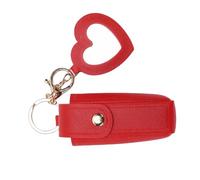 Aramox Lipstick Case with Mirror, PU Leather Lipstick Holder Keychain, Portable Sleeve for Women, Idea (Red)