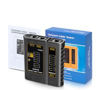 Aramox M469D Network Cable Tester ABS RJ11 RJ45 Cable Tracer with LED Indicator On Off Check Shielded Test Long Distance Testing for Network Maintenance (Black)