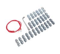 Aramox M5 PE Rope Connector, Galvanized Steel Electric Fence Wire Splicer Connector 25PCS with 2 Silicone Copper Wires, for PE Rope Under 5mm for Farm Pet Horse Deer Fences
