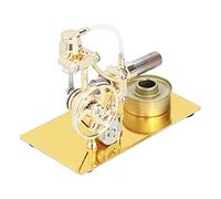 Aramox Mini Stirling Engine Model Iron Steam Stirling Engine 16 X 8.8 X 12 Cm LED Generator Educational Physics Toy for Desktop Display Science Learning and Mechanical Model Fans