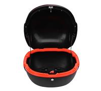 Aramox Motorcycle Top Case Tail Box Scooter Trunk 35L ABS Lockable with Reflective Strip Backrest for (Black)
