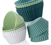 Aramox Muffin Cup Silicone Cake Mold Round Color Baking Mold Soft Flexible for Cupcakes Egg Tarts Steaming Baking Freezing for Home Bakers and Families (12Pcs)