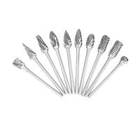Aramox Multi-Purpose Burr, 2.35mm Shank Burr Set Wide Applications Metal Bit, Double Cut Premium Tungsten Carbide Steel 10pcs for Many Purposes, with Various Shapes, Carving,