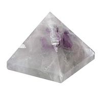Aramox Natural Amethyst Crystal Pyramid Reiki Healing Chakra Tower Decor with Lucky Blessing for Home Decor Paperweight Gift
