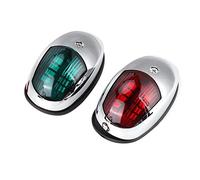 Aramox Navigation Light 1 Pair 12V LED Marine Waterproof Navigation Light Green Starboards Red Port Lamp Side Mount for 20m Boat Maximum Navigation Warning Light