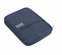 Aramox Passport Wallet Oxford Cloth Passport Holder with Zip Pockets and Hand Strap Rainproof Travel Document for Family Trips Airport Boarding Pass Cards Cash (Navy Blue)