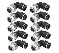Aramox Pneumatic Connectors, PVC L Shape Air Fittings External Thread 10 Pcs 1.0 to 1.2Mpa Quick Pipe Fittings for Air Compressor Automation Equipment Tube Connection (8-01)