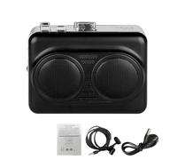 Aramox Portable Cassette Player ABS Stereo Cassette to MP3 Converter USB2.0 3.5mm Jack Auto Reverse Dual Power for Travel Home Car Listening and Tape Collectors (Black)