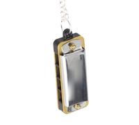 Aramox Portable Mini Harmonica Necklace Musical Instrument 4 Hole Pocket Harmonica with Metal Resin Body for Kids Adults Gift Travel Decoration (Silver)