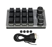 Aramox Programmable Macro Keyboard, Space Saving Wired USB 12 Keys Programmable Mini Keypad RGB Illuminated One Handed Blue Switch for PC