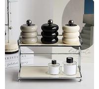 Aramox Qtip Holder Cotton Swab Dispenser, Nordic Style Doughnut Design, Transparent Acrylic Vanity Storage for Bathroom Decor and Makeup Organization (Black Three Layers)