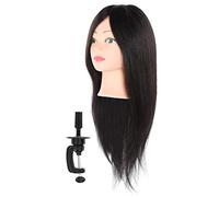 Aramox Real Human Hair Mannequin Head, Dense Fluffy Hair Hairdressing Training Head for Cutting Curling Styling, Clear Hairline for Hairdressers Barber Shops Beauty School Students