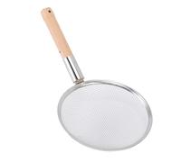 Aramox Skimmer Spoon, Stainless Steel Fine Mesh Strainer Spoon with Comfortable Wooden Handle. Large Skimmer Spoon for Cooking, Restaurants, Family Meals and Picnics (26CM)